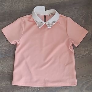 Girl's pearl embellished top blouse size 5-6 prach